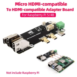 Micro HDMI-compatible to HDMI-c Multifunctional Adapter for Raspberry Pi 5 / 4B  Two Power Supply Methods Dual 4K Output