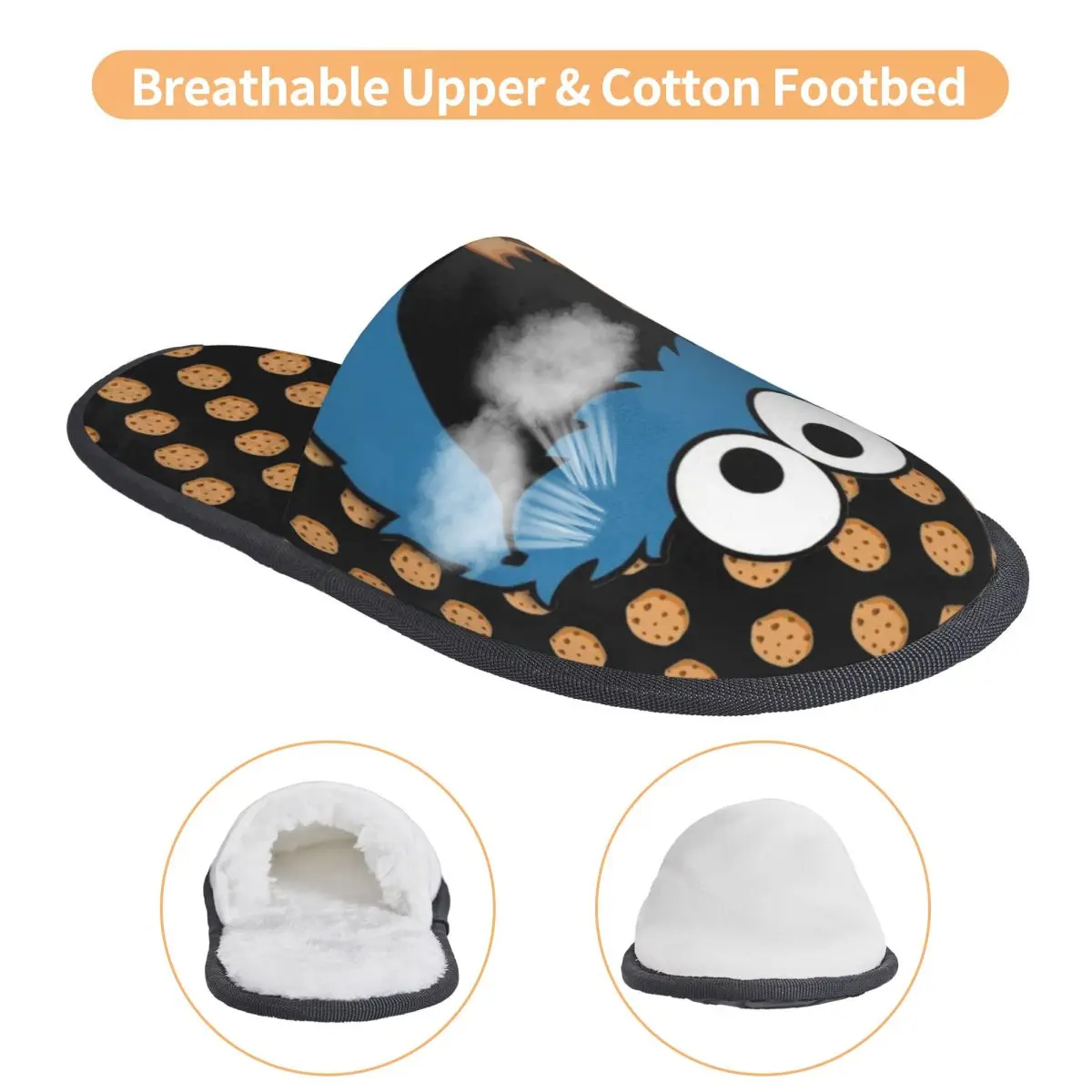 مخصص كوكي مونستر برامج التلفزيون رغوة الذاكرة النعال النساء مريح النعال المنزل الدافئة