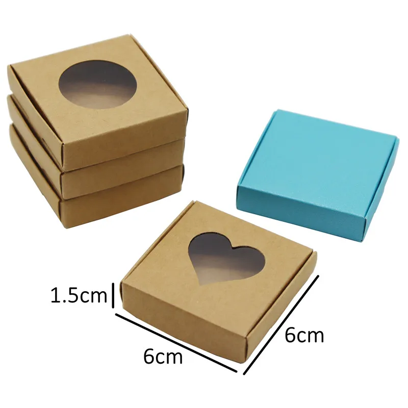 50Pcs/Lot 6x6x1.5cm Cute Jewelry Gift Paper Boxes Necklace Wedding Stud Jewelry Organizer Storage Carton