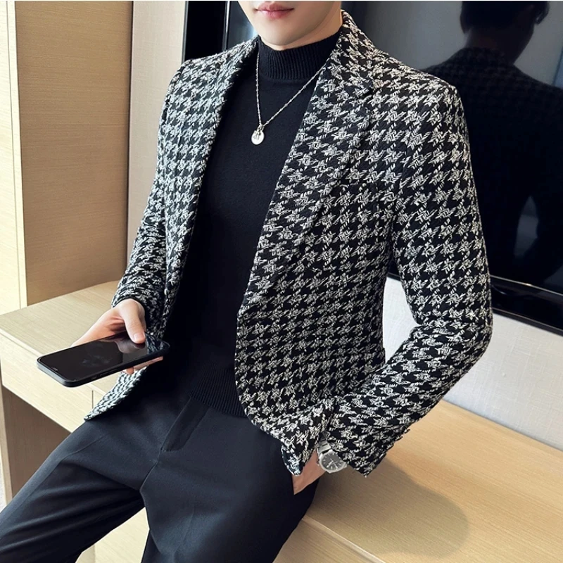 4XL-M New Men\'s Blazers Male Suit Jacket High Quality Spring Autumn Business Leisure Tuxedo Men Clothing Wedding Suit Coats