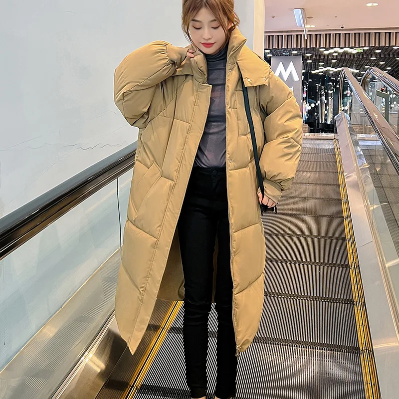 Jaket Parka Panjang Wanita Musim Dingin Kasual Berkerudung Tebal Hangat Tahan Angin Mantel Parka Fashion Pakaian Luar Wanita Parka