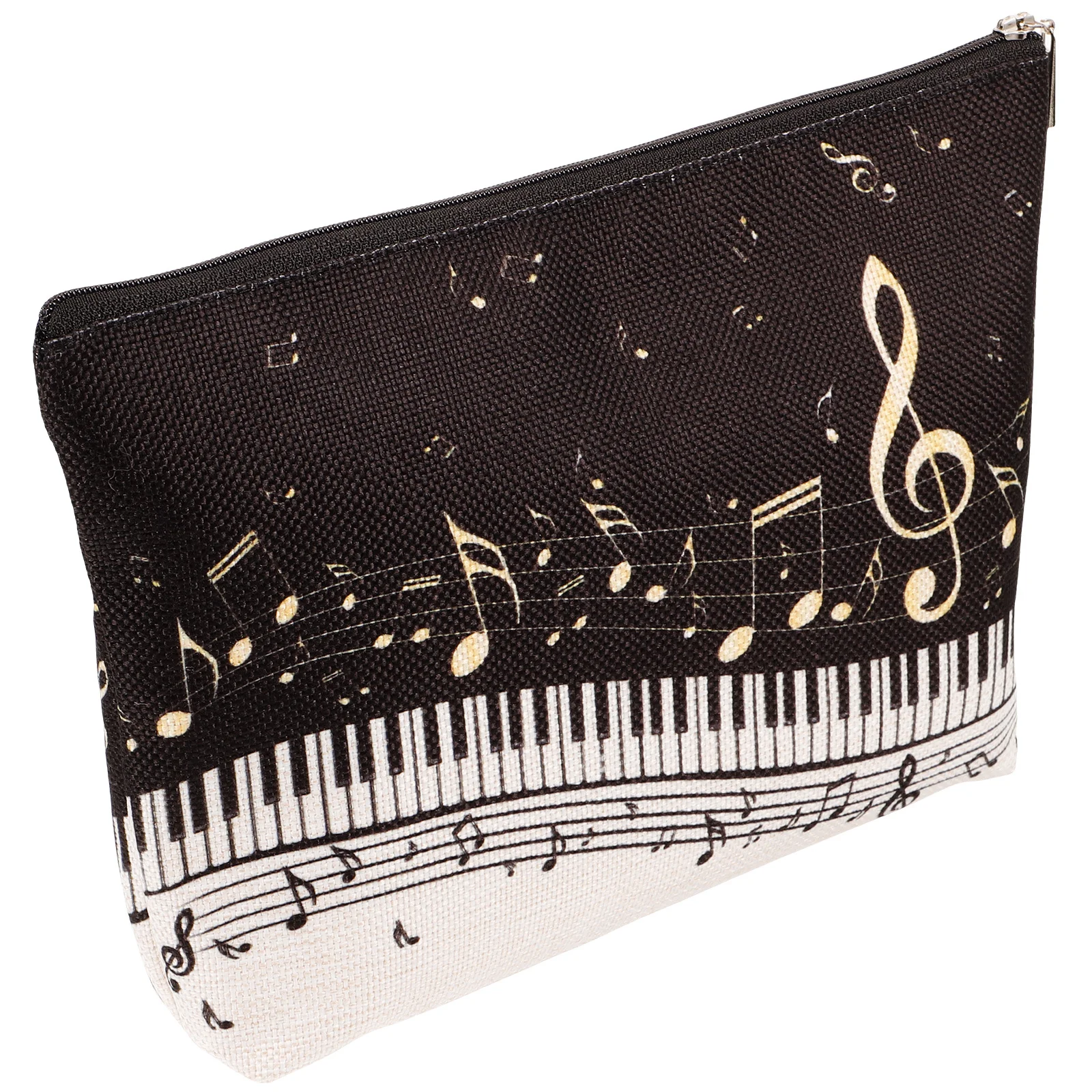 

Portable Travel Makeup Bag Waterproof Cotton Linen Material Music Theme Design Organizer for Women Gift