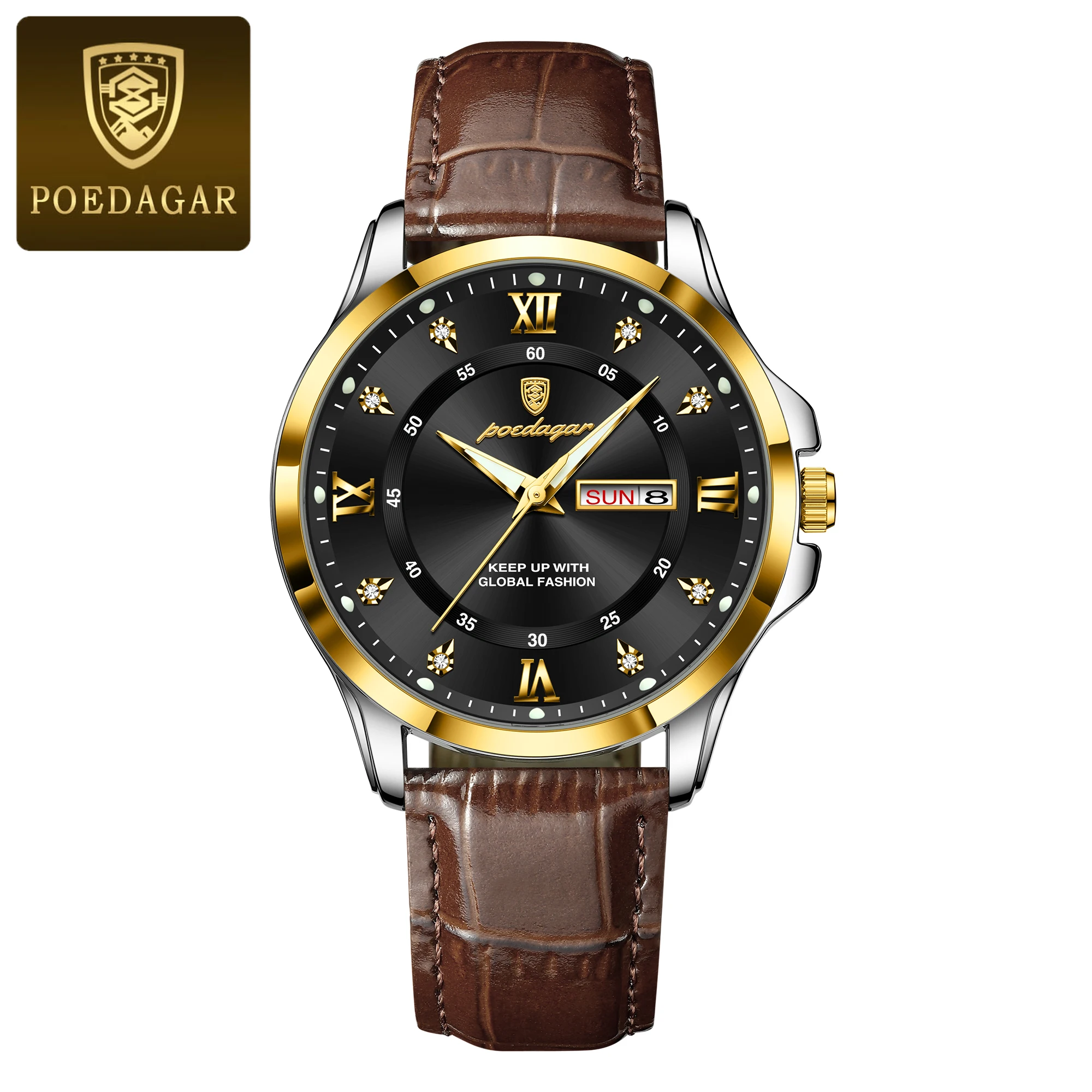 Men's Waterproof Luminous Date Week Business Watch