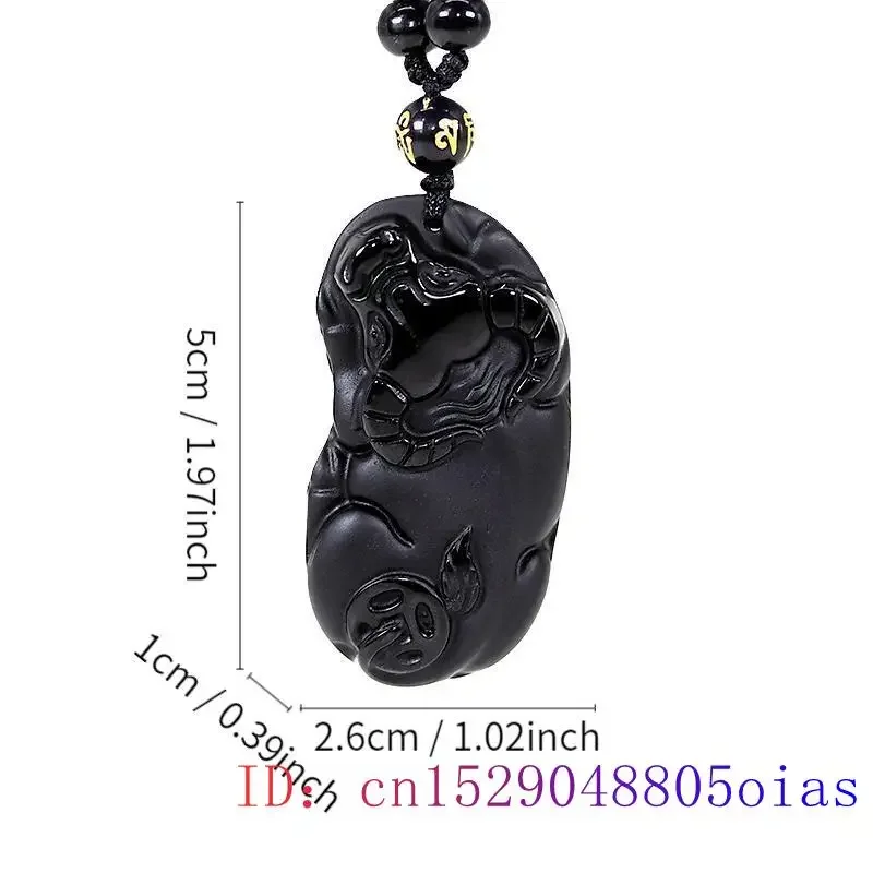 Obsidian Buffalo Pendant Carved Necklaces Necklace Gemstones Jewelry Charms Gifts for Women Stone Gemstone Natural Black