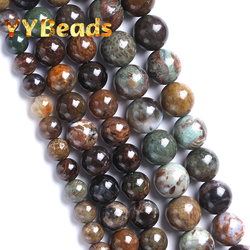 

A+ Real Natural Snake Skin Stone Beads For Jewelry Making Round Loose Beads DIY Charm Bracelet Necklace Accessories 6 8 10mm 15"