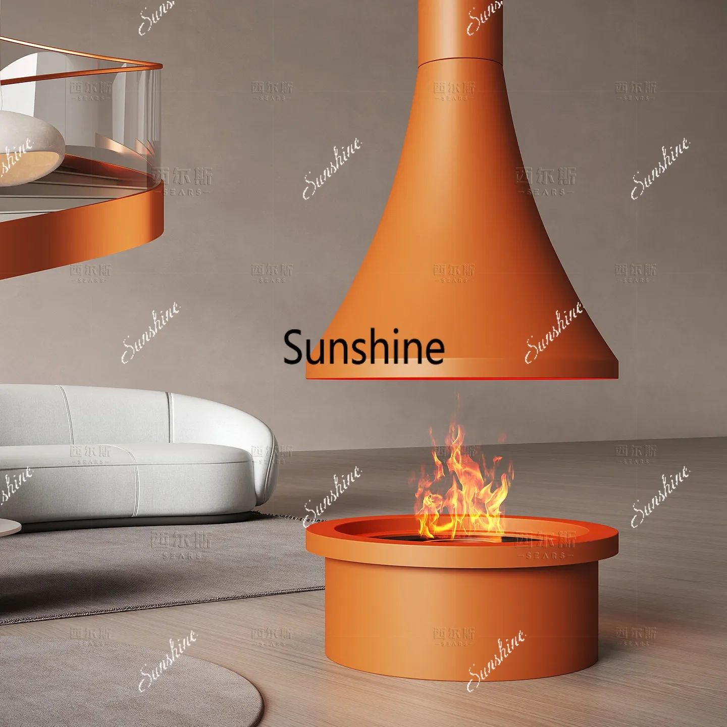 High-end custom hanging simple fireplaceT*