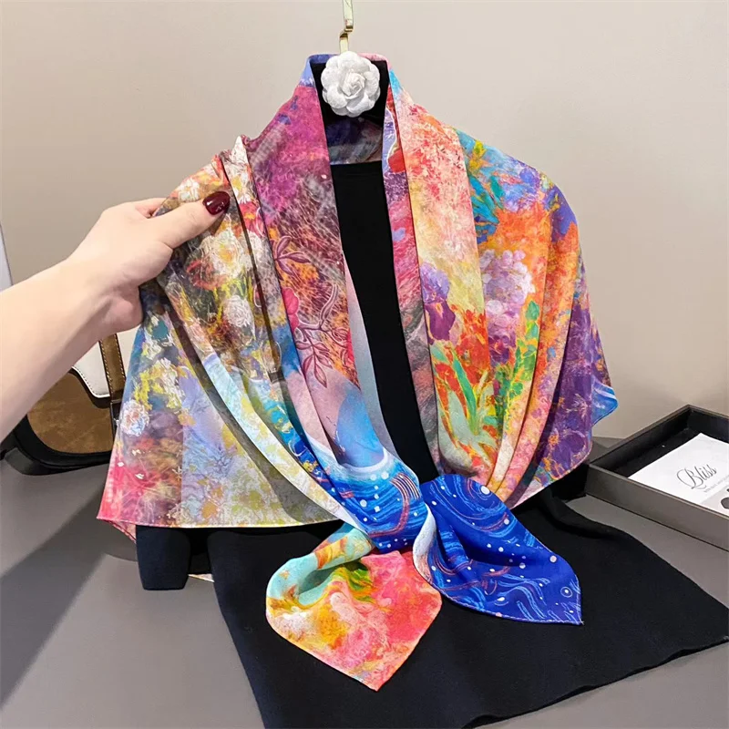 Van Gogh Designer Schal Mode 110*110cm Vintage Blumenmuster Seidenschals Quadratisches Kleines Taschentuch Halstuch Taschentuch Hijab Snood 2026