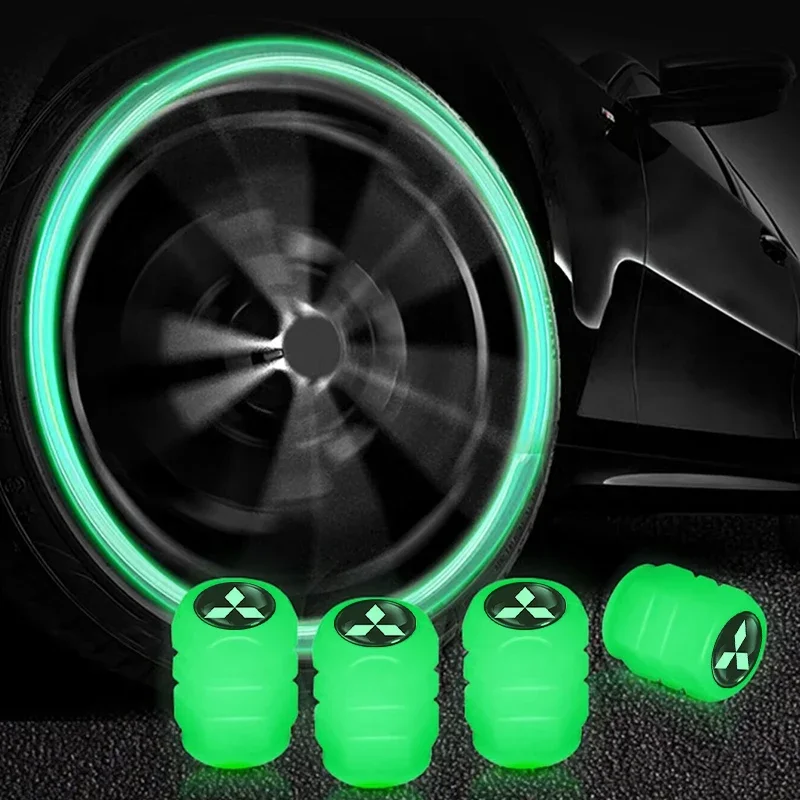 4Pcs Luminous Car Tire Valve Caps Covers Decoration For Mitsubishi ASX Lancer Mirage Pajero Sport Xpander Attrage Outlander L200