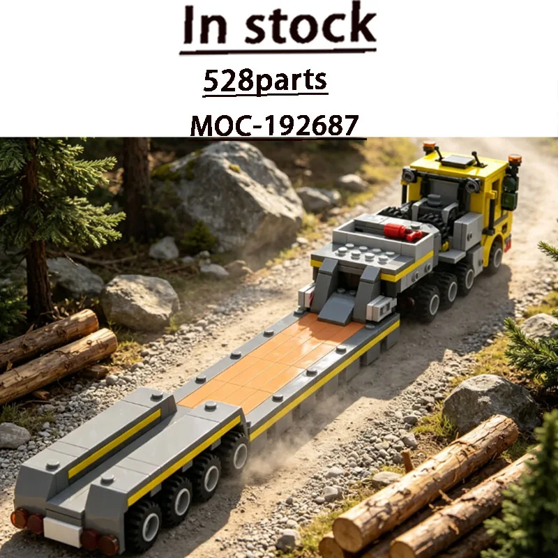 New Classic MOC-192687 Cargo Semi-Trailer Low Loader Building Block Model, 528 Parts, Custom Creative Birthday Toy Gift