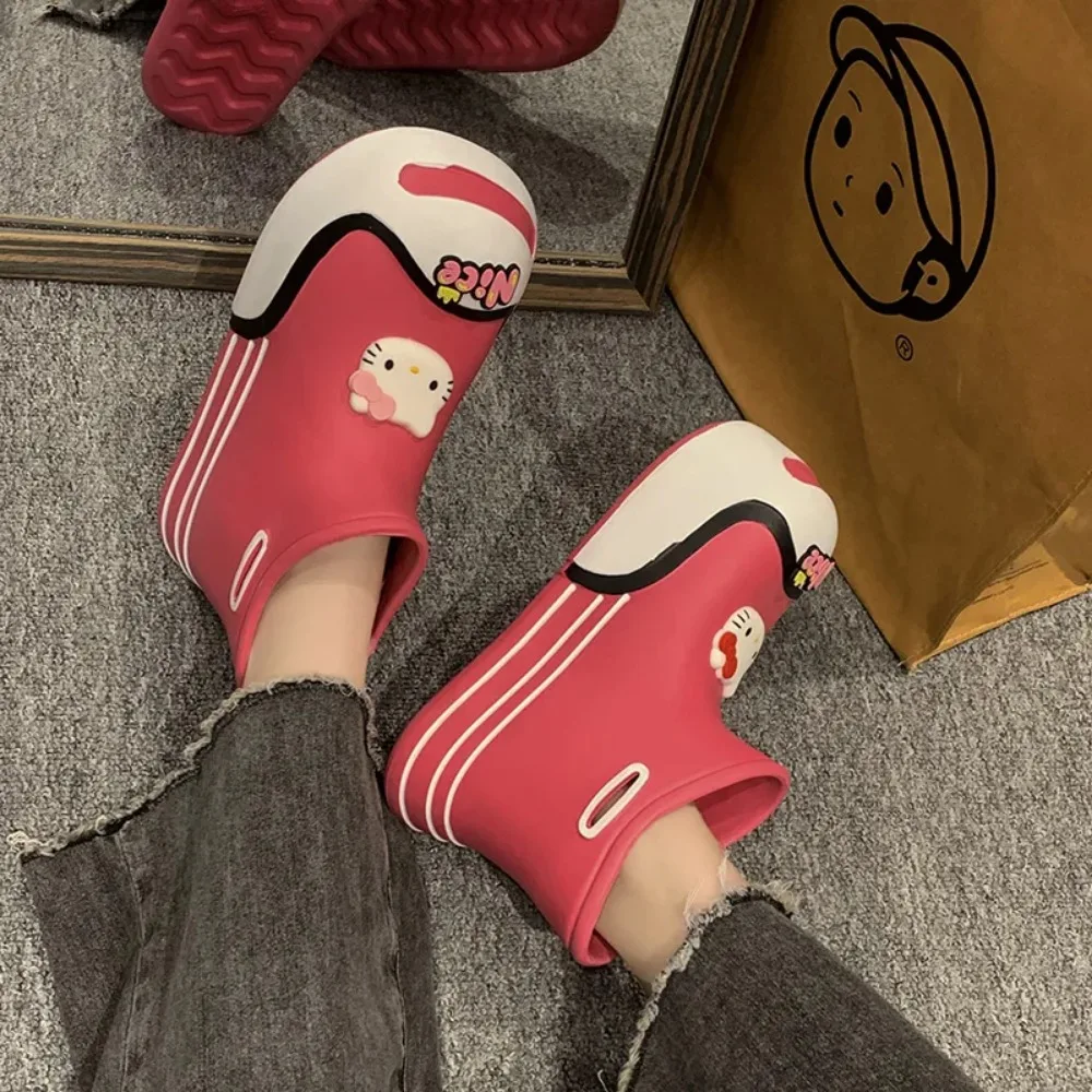 Hello Kitty Rain Shoes Miniso Waterproof Non-slip Thick Bottom Martin Rubber Shoes Fashion Versatile Rain Brevis-ocrea New