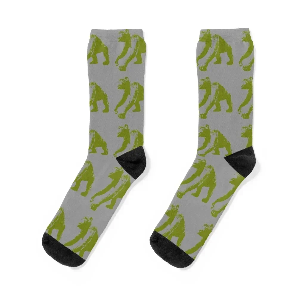 APE, PRIMATE, OLIVE GREEN AND GREY Socks Stockings man professional running crazy Socks Girl Men's