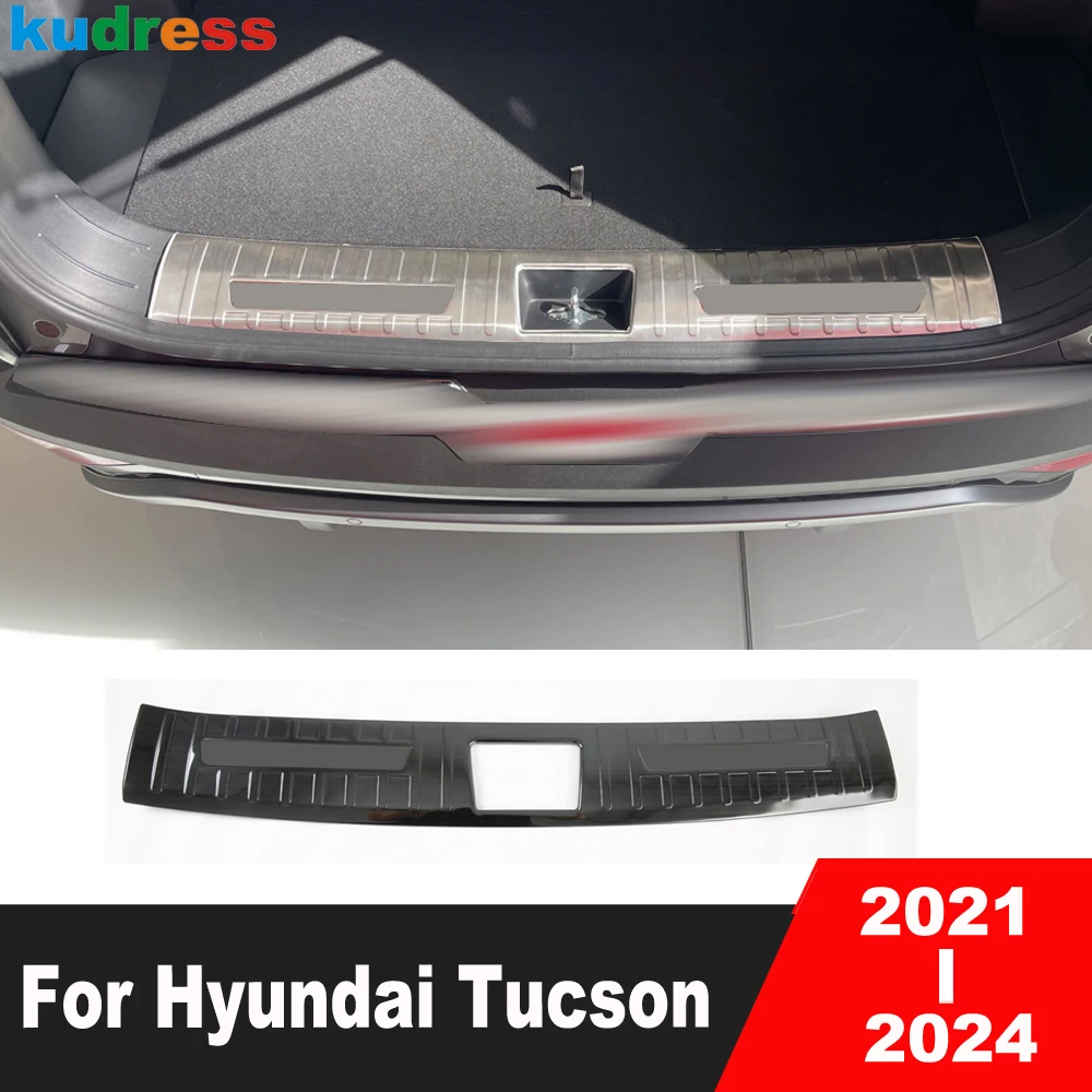 Rear Trunk Bumper Cover Guard Trim For Hyundai Tucson NX4 2021-2023 2024 Stainless Car Inner Tail Gate Door Sill Protector Plate