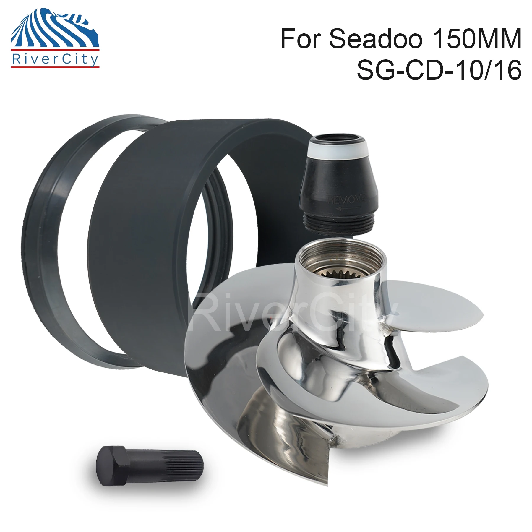 Impeller Kit PWC Parts SG-CD-10/16  Replace fit Seadoo GTI 90 GTS 90, 150MM 3 Blades Watercraft with Wear Ring, Wrench and Seal