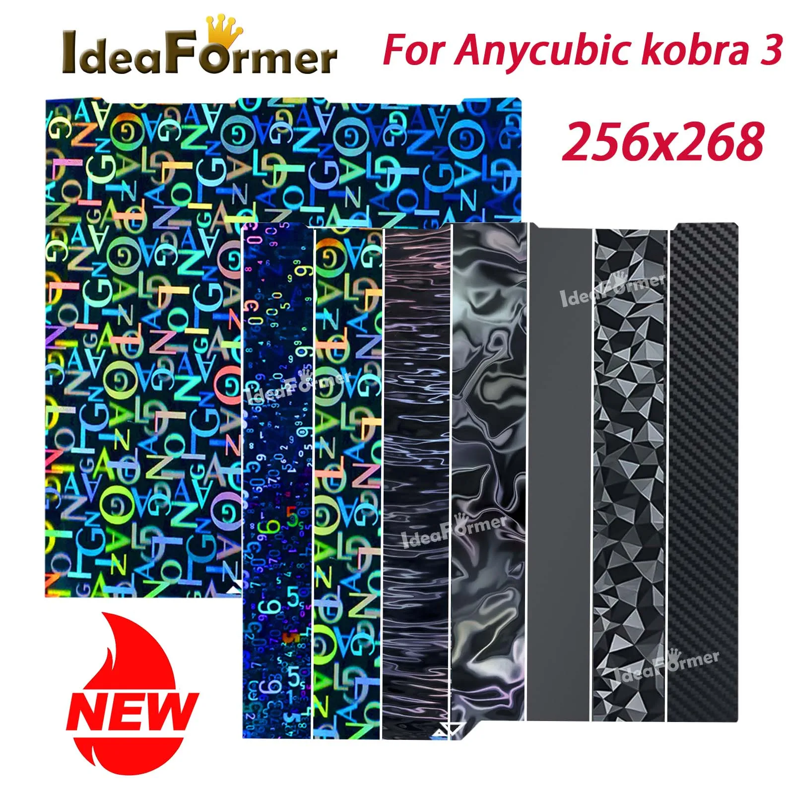 

Комбинированная сборная пластина Anycubic Kobra 3 256x268, лист пружинной стали PEO PET PEI, двухсторонняя сборная пластина Kobra 3, часть 3d-принтера