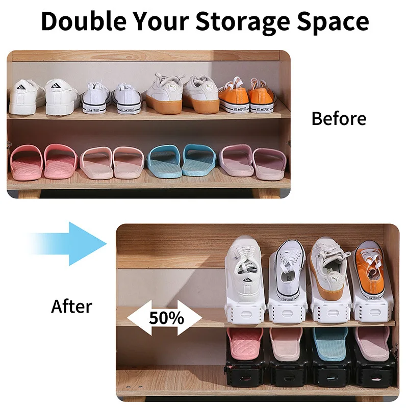 Double-layer shoe holder adjustable shoe rack plastic integrated shoe storage finishing rack shoe rack cross-border explosion