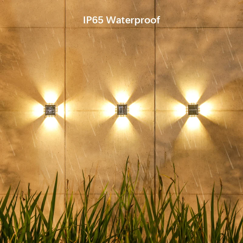 12 LEDs Solar Lights Outdoor,Wall Lamp Four-leaf Clover Type Light Control Fence Light for Garden Street Balcony Home Decor