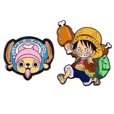 고전적인 일본 애니메이션 Luffy Chopper 에나멜 핀 옷깃 핀 배낭 용 브로치 의류 배지 패션 쥬얼리 액세서리