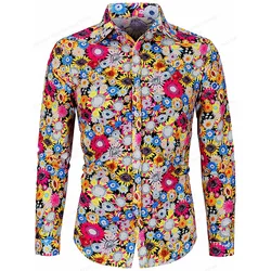 Men's Shirts Men Fashion Shirt Long Sleeve Hawaiian Shirts Floral Beach Blouse Mens Clothing Male Camisas Vocation Blouses Male