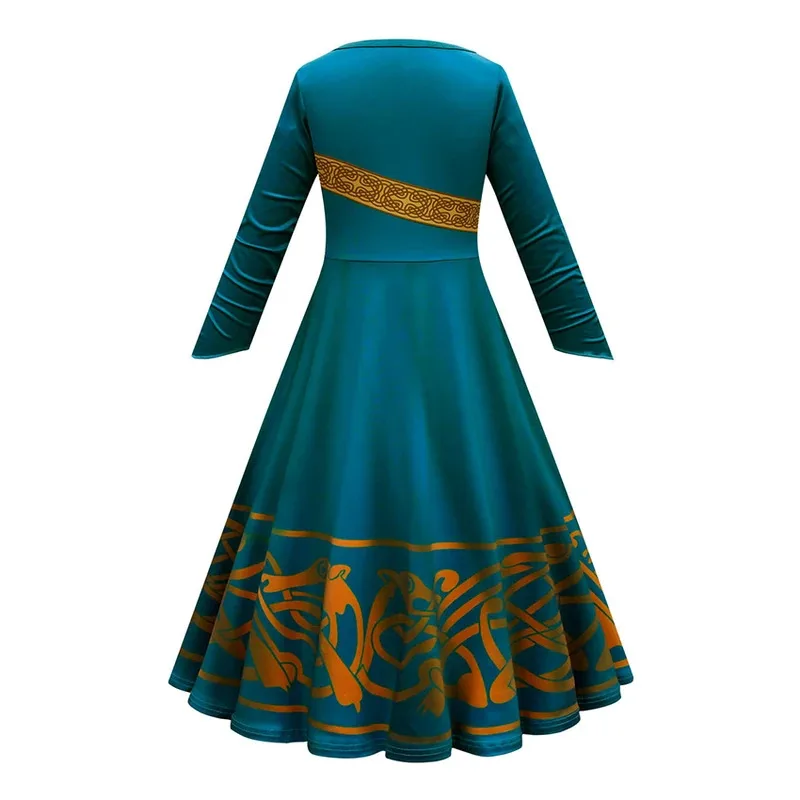 l2025l Halloween Brave Merida Dress Girl Rapunzel Princess Cloak Halloween for Kid Merida Cosplay Anime Fancy Skirt Festival Car