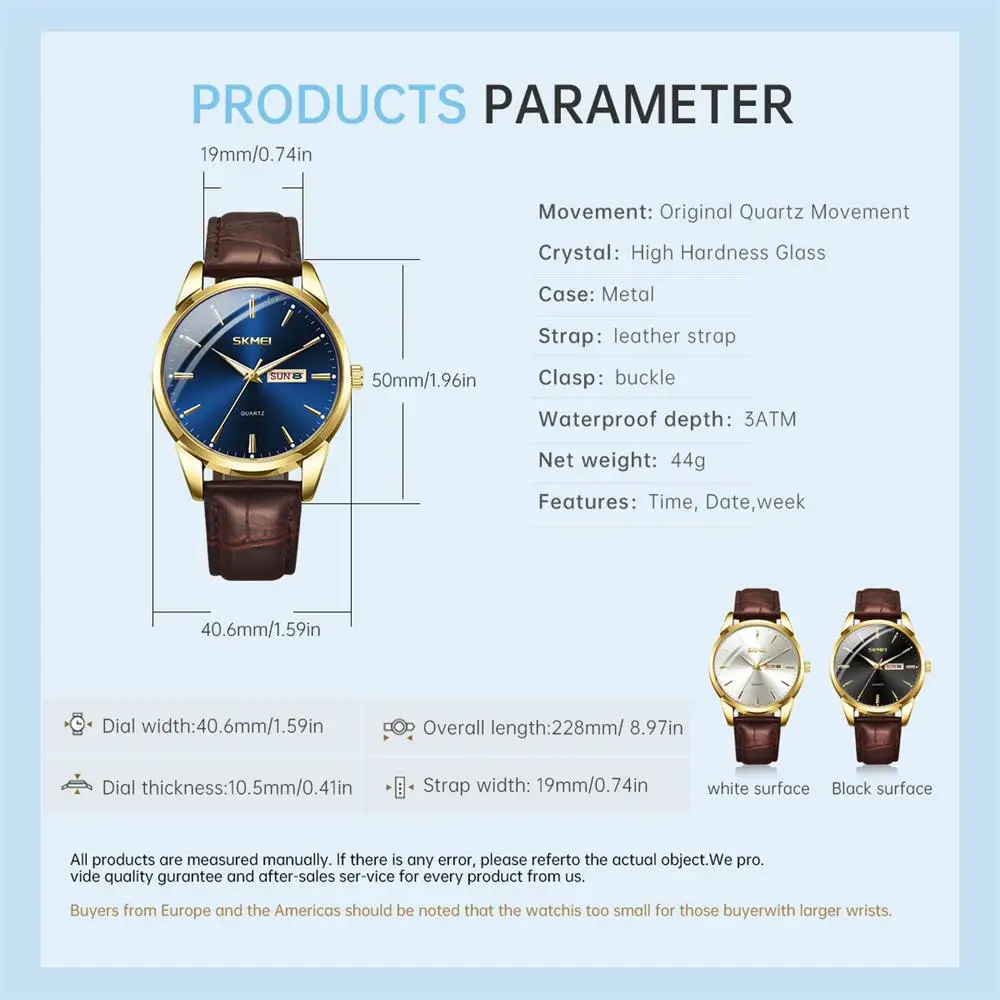 SKMEI مقاوم للماء ساعة كوارتز فاخرة للرجال والنساء الأعمال تاريخ الأسبوع ساعة اليد تصميم الأزياء ساعة الوقت Reloj Hombre
