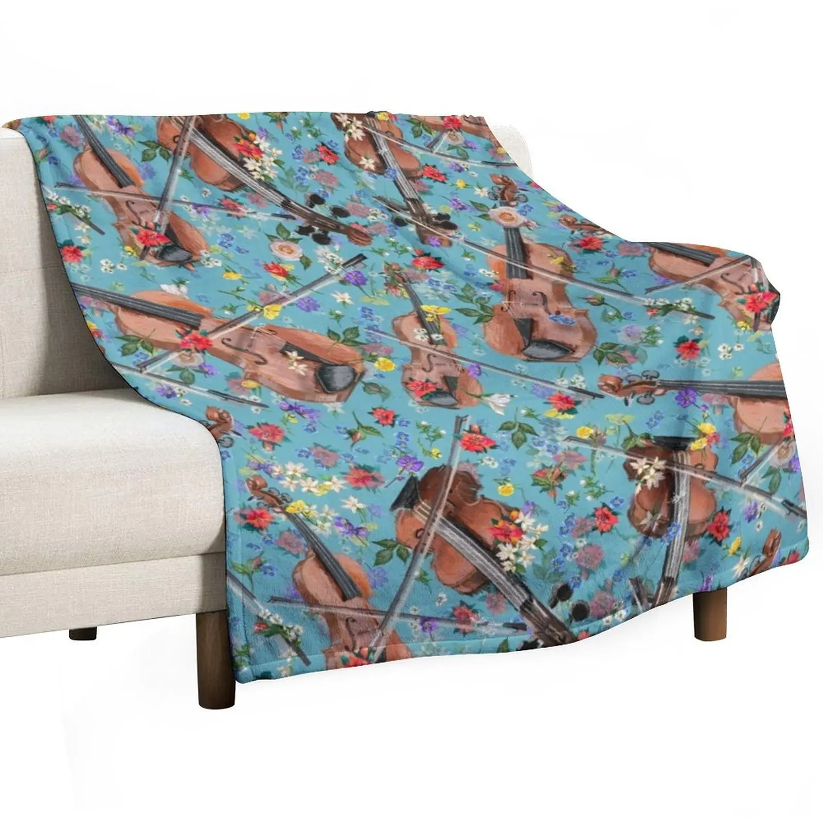 Midsummer Nights Festival Violins | Medium Sky Blue Throw Blanket Custom Blankets For Sofas Winter beds Bed Fashionable Blankets