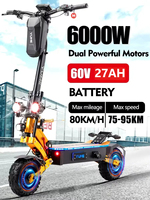 YUMI X11 6000W Dual Motor 60V 27AH Electric Scooter Max Speed 85-95km/h 11 Inch Tyres Lcd Display Range 100km Foldable Escooter