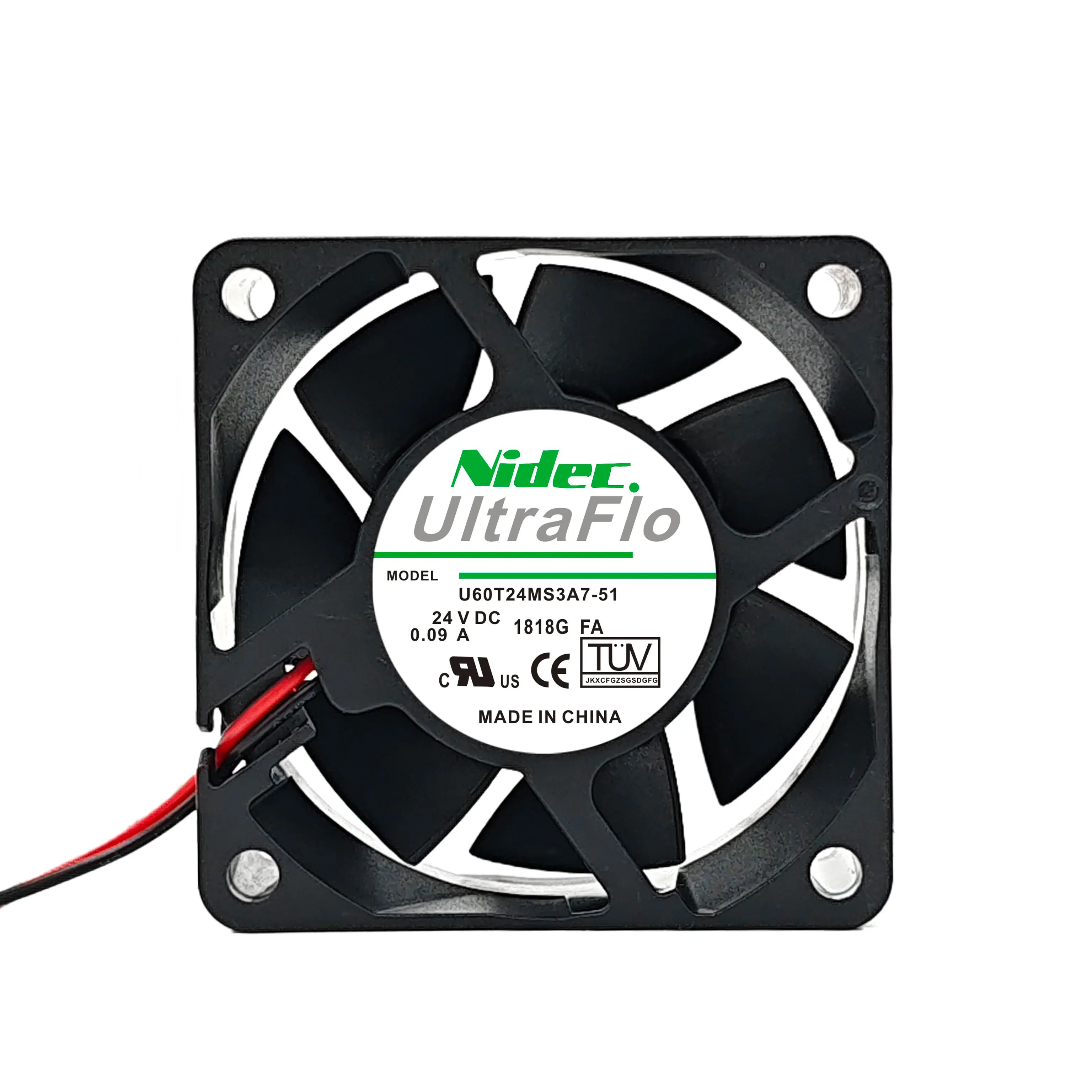 Nidec U60T24MS7A7-51 DC 24 В 0,09 А 60x60x25 мм 2-проводной охлаждающий вентилятор