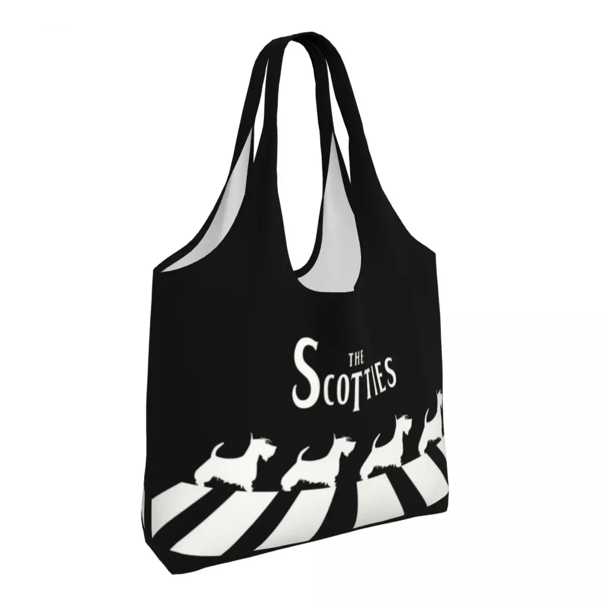 Reusable The Scotties Shopping Bag Women Shoulder Canvas Tote Bag Durable Scottish Terrier Dog Grocery Shopper Bags Handbags