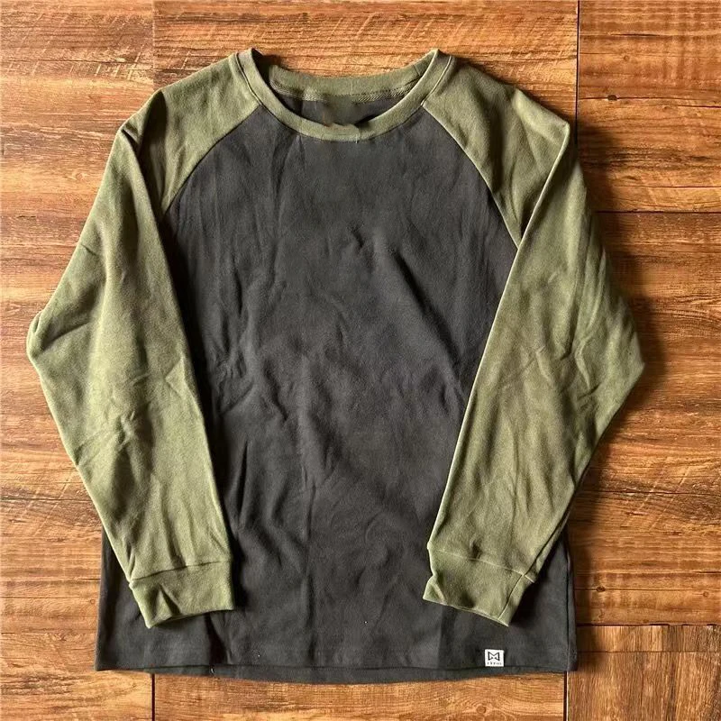 

Autumn New American Retro Long Sleeve O-neck Contrast Splicing T-shirt Men's Fashion Cotton Casual Sport Tops ropa hombre