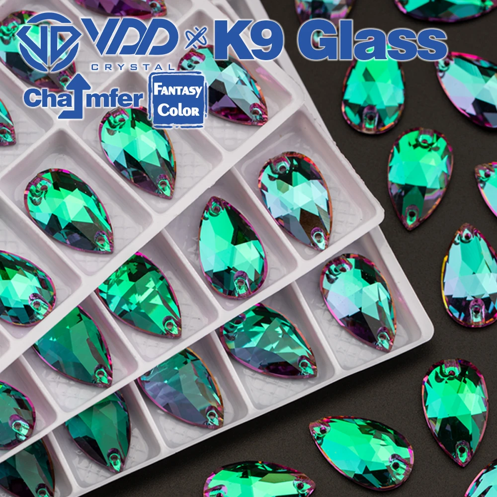 VDD Teardrop 11x18mm 24Pcs Heliotrope Color Top Quality K9 Glass Sew On Rhinestones Sewing Crystal Flatback Stones For Garment