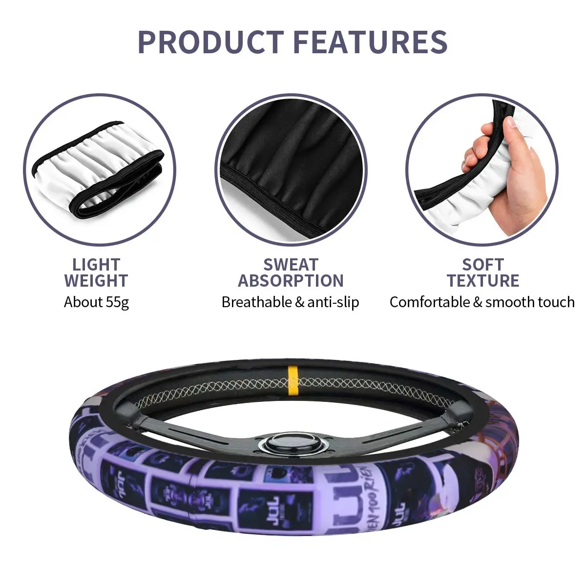 JuL C'est Pas Des Lols غطاء عجلة قيادة السيارة 38 سنتيمتر المضادة للانزلاق الفرنسية مغني الراب موضة اكسسوارات السيارات التصميم الداخلي #4