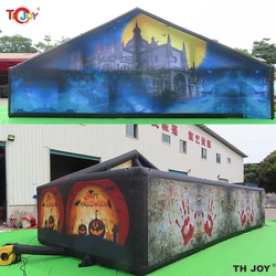 Fast Shipping 10x5m Full Printing Inflatable Haunted House Maze Tag With Roof for Halloween