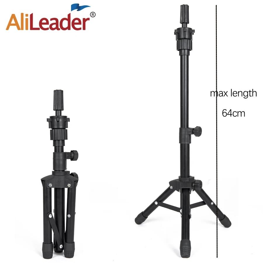 

Black Wig Stand 64Cm Adjustable Metal Wig Stand Tripod For Making Wigs Mannequin Head Stand For Canvas Head Stand Holder