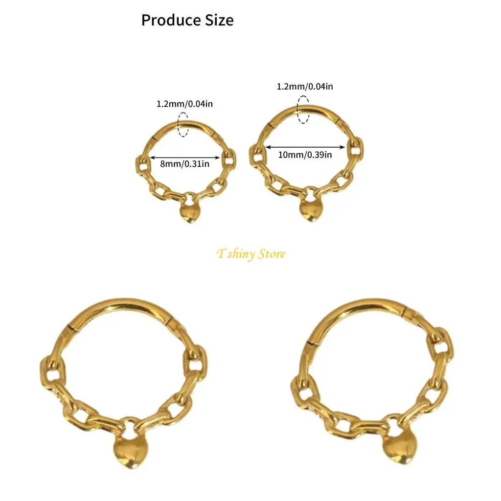 

N58f Fashionable Heart Chain Septum Septum Hoop в золоте или серебра для уникальных стилей