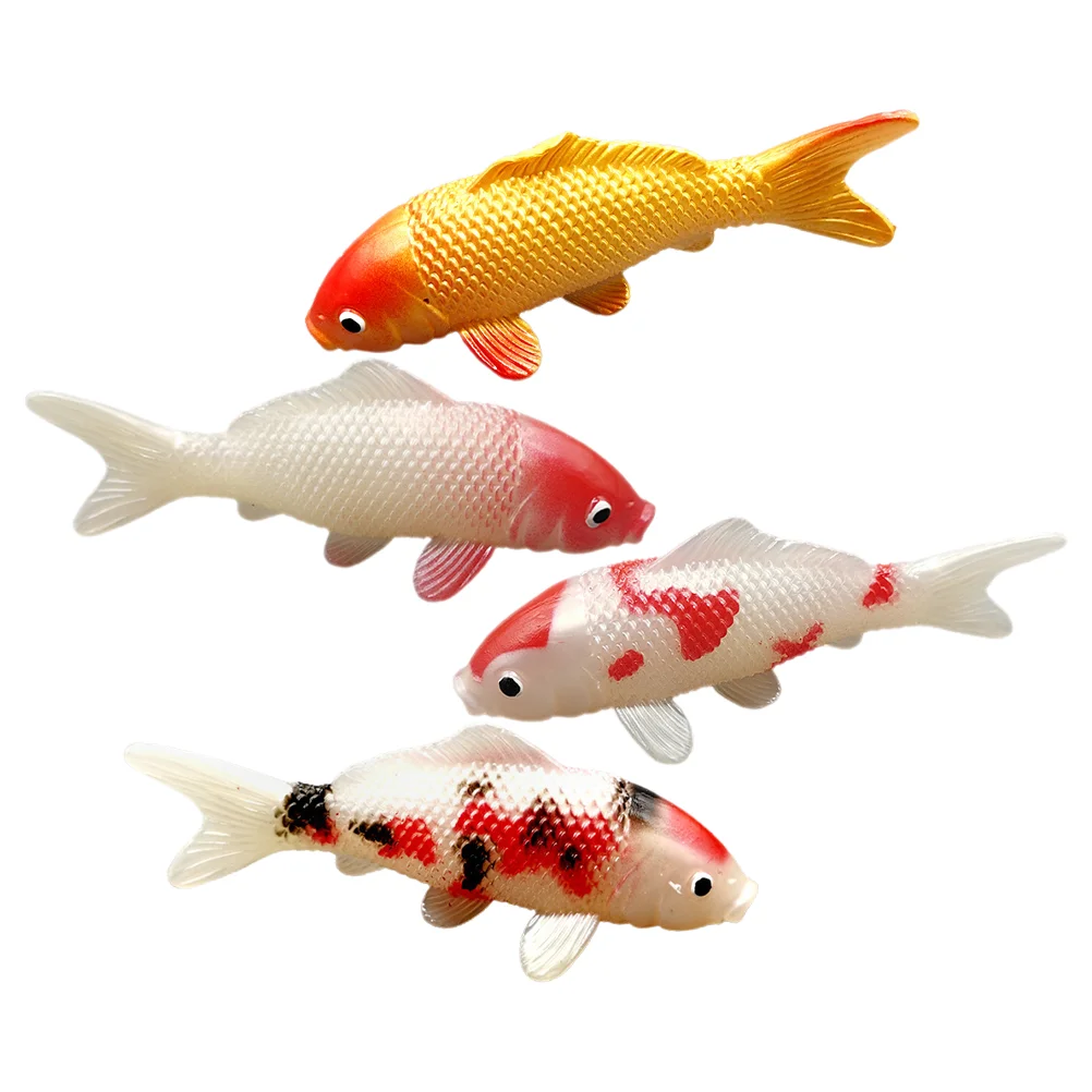 

4 Pcs Simulated Koi Model Fish Supplies Fake Household Decor Tank Decorations Artificial Figures Pvc Realistic