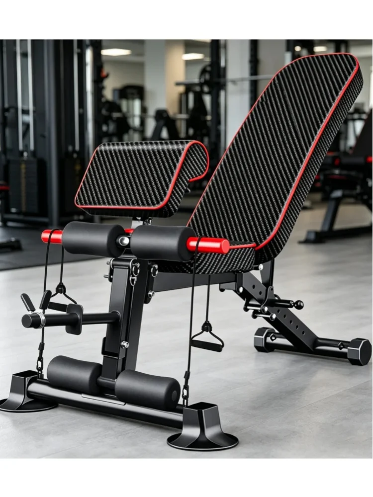 Verstellbare Hantelbank mit 350 kg Tragkraft, Fitnessbank mit Widerstandsband für Krafttraining, Sit-ups und Gym-Workouts