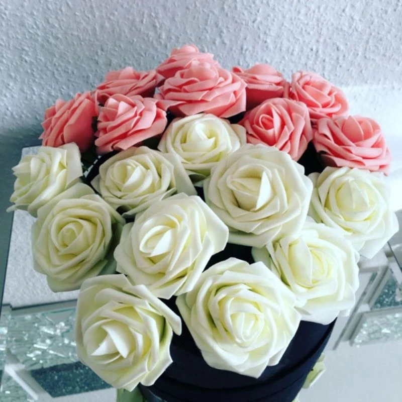 Bouquet de roses artificielles pour mariage, fleurs décoratives, en mousse, coffret à faire soi-même, PE, 8 CM, 10/20/30 têtes