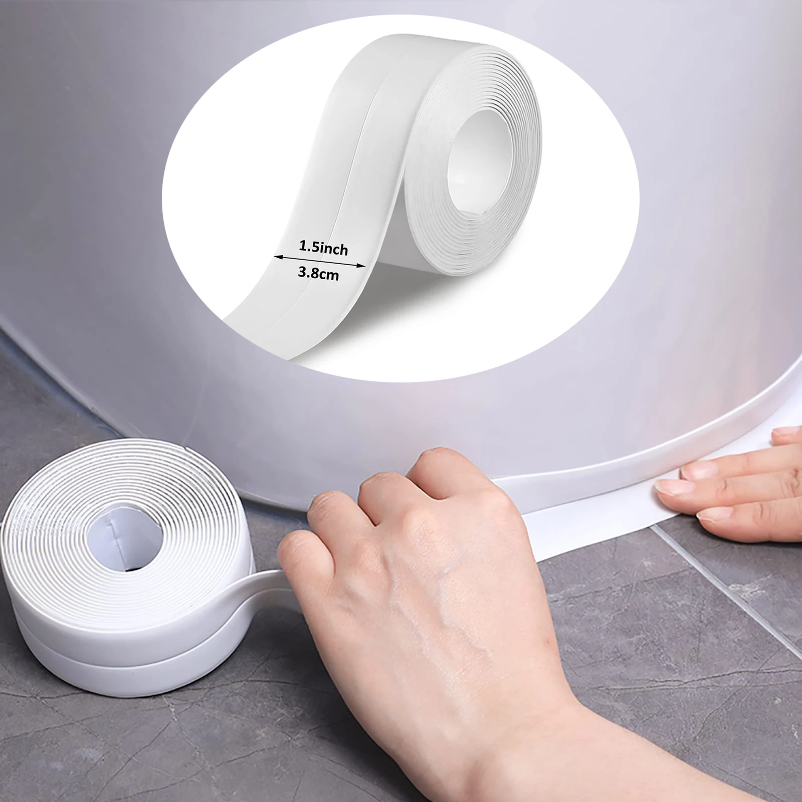 

PVC Waterproof Sealing Tape Bathroom Toilet Caulk Tape Kitchen Sink Countertop Mildew Fouling Proof Sealer Self Adhesive Strip