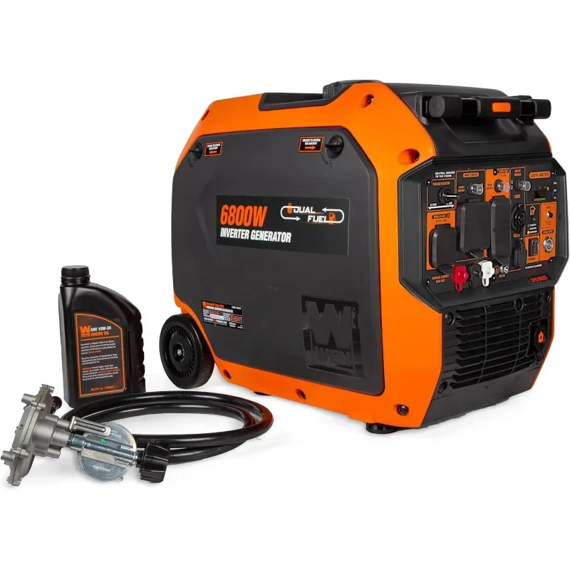 【Meilleure vente】 Générateur inverseur silencieux à double carburant 6800 W, prêt pour RV, démarrage électrique, chien de garde CO, arrêt du carburant