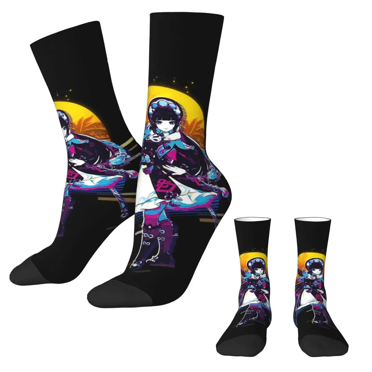 Genshin Impact Stockings 80s Retro Yunjin Graphic Elegant Socks Winter Non Slip Socks Girls Outdoor Sports High Quality Socks