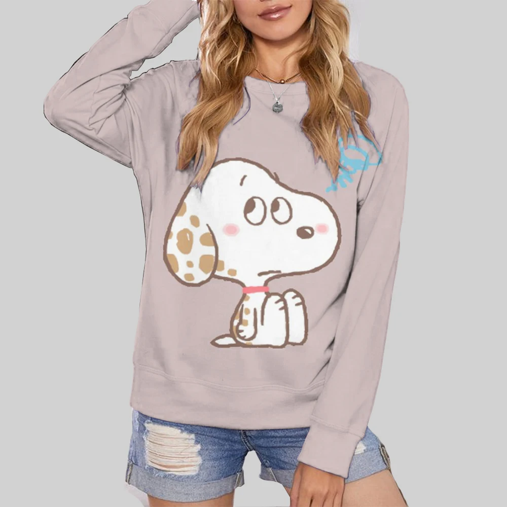 Snoopy Coffee Women\'s Hoodie Cartoon Print Harajuku Long Sleeve Cute Hoodie Casual Loose Sweatshirt Fashion Tops Clothing