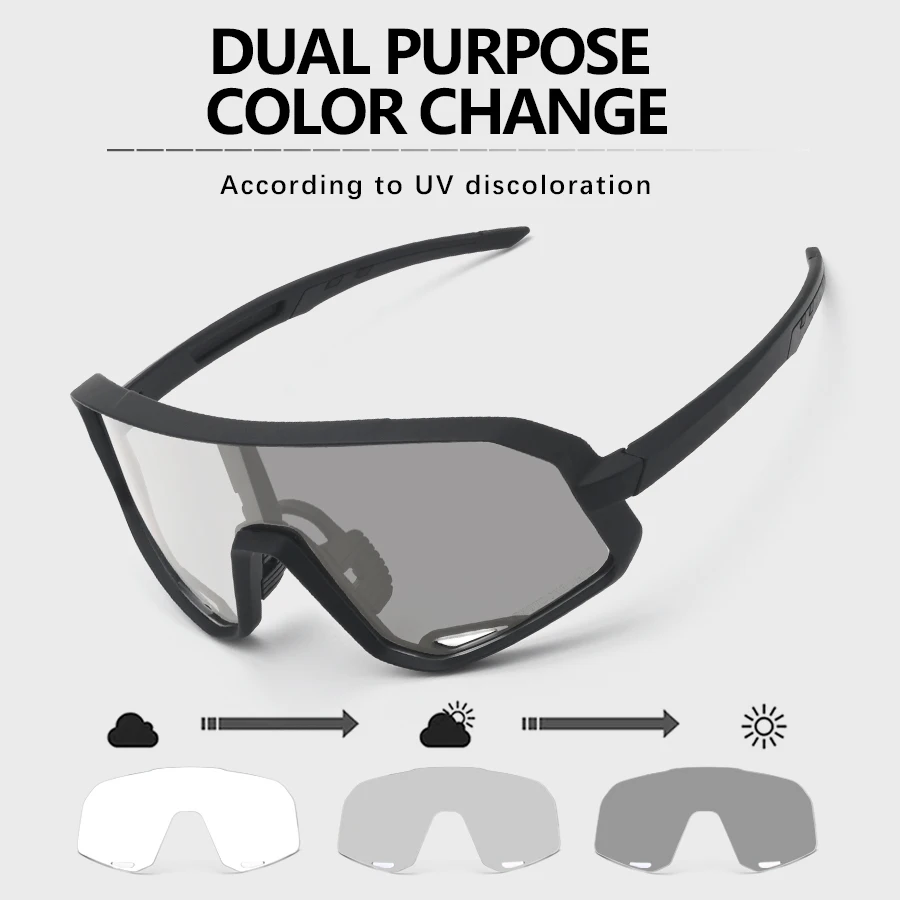 

ELICIT Photochromic Sports Glasses Unisex Cycling MTB Riding Bicycle Goggles UV400 Protection