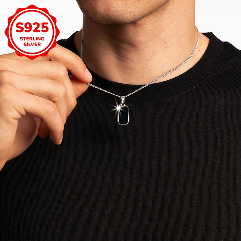 

Мужской кулон-подвеска из стерлингового серебра 925 пробы в стиле хип-хоп с геометрическим прямоугольным дизайном, идеально подходит для подарков мужчинам.