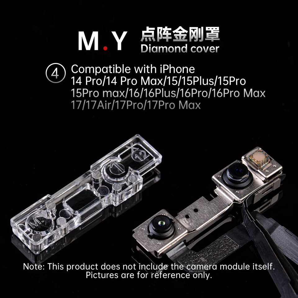 Protector de Lente de Cámara Frontal YCS M.Y, 4 Piezas de Cubierta de Diamante Antipolvo para Face ID, Repuesto para iPhone X-17 Pro Max 4