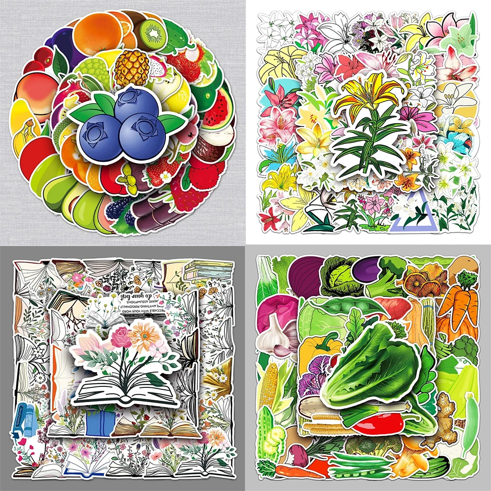 10/30/50PCS Flowers Fruits Plant Stickers Series Creative Graffiti Water Cup Guitar Refrigerator Motorcycle Skateboard Wholesale