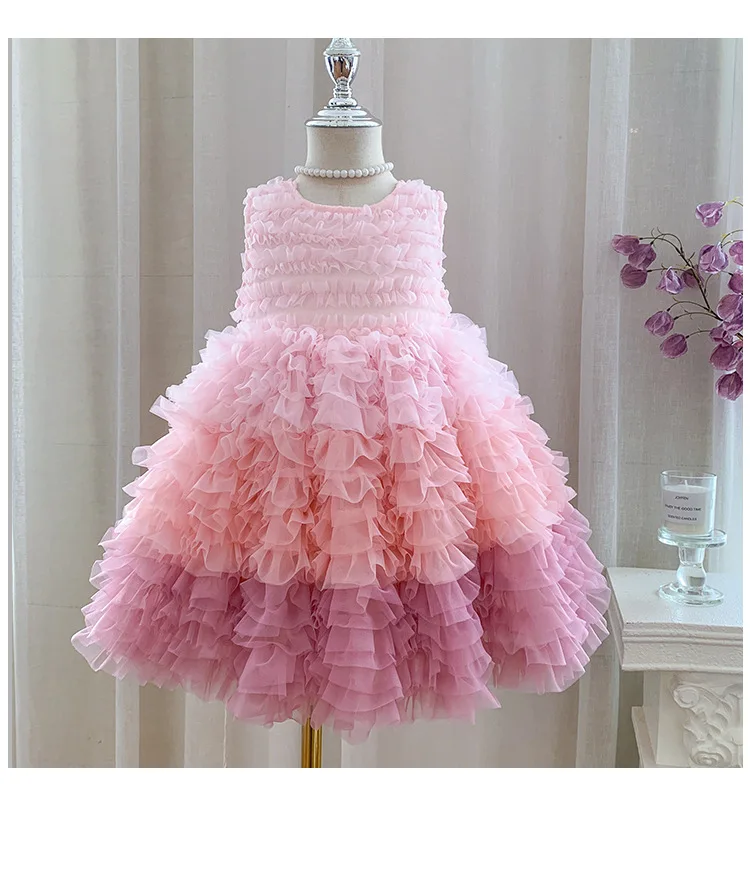 

Новое летнее платье-сарафан из сетки для девочек 2026 года, модное праздничное платье принцессы для детей 2-6 лет