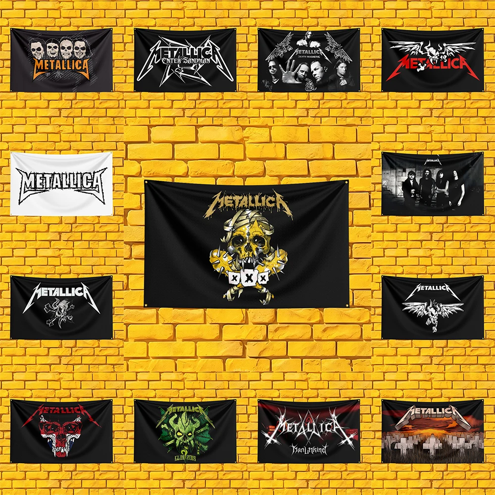 Metallica Inspired Rock Band Flag 3x5 FT Polyester Banner For Man Cave Wall Decor Fan Gift