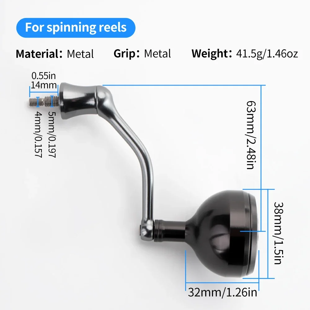 Huidiao CNC Aluminum Spinning Reel Handle Screw-In Power Rocker Arm Durable Metal Knob Fishing Reel Replacement Parts