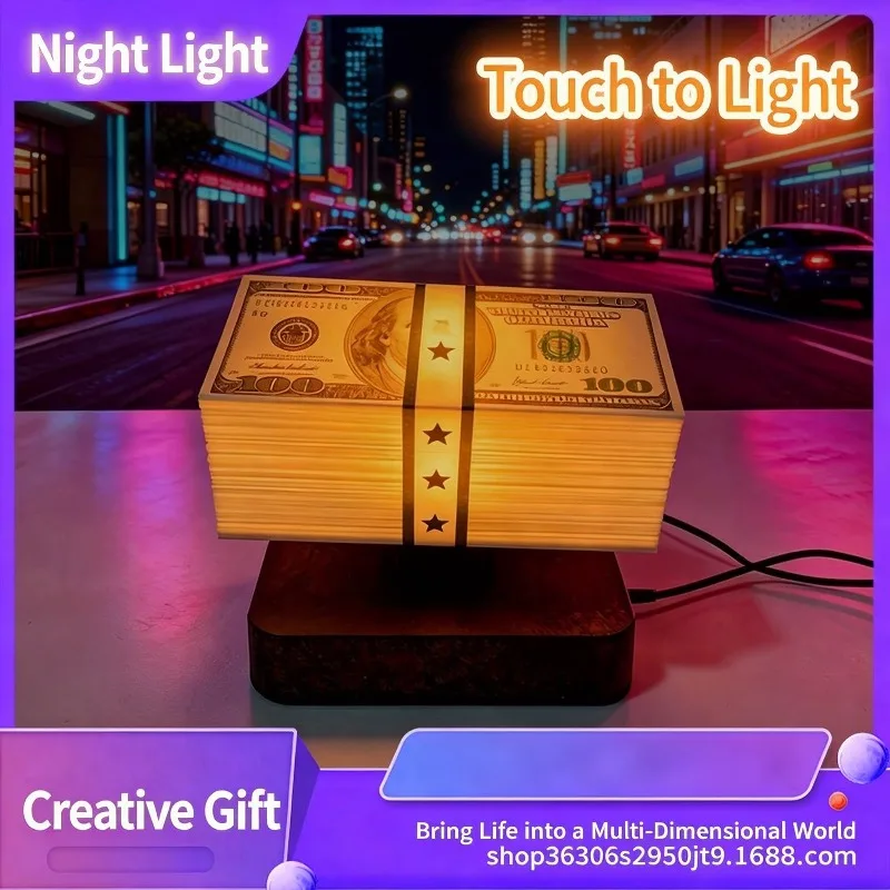 Magnetic Levitation Dollar Bill Lamp 360 Rotating Floating Money LED Night Light 3 Color for Bedroom Office Desk Decor
