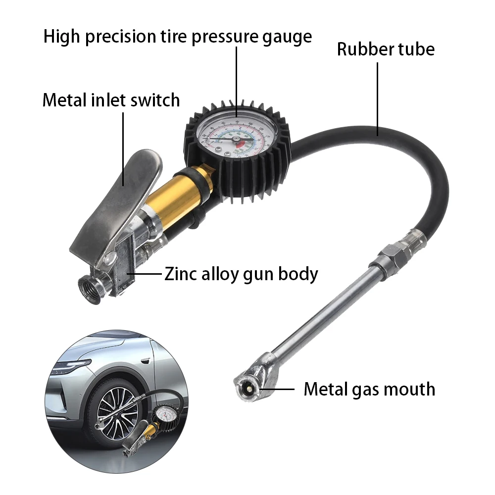 Tire Pressure Gauge Inflator Digital Tire Inflator Deflator 220 PSI for SUV Bike RV Motorcycle Car Truck